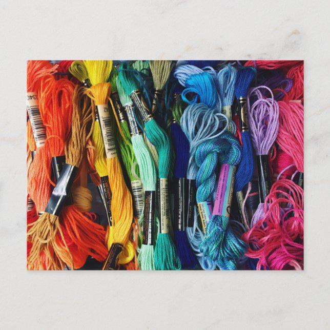 Rainbow Embroidery Floss | Threads | Nähen Postkarte (Vorderseite)