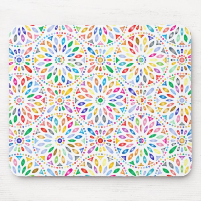 Rainbow Encirclated Blume Pattern Boho Mousepad (Vorne)
