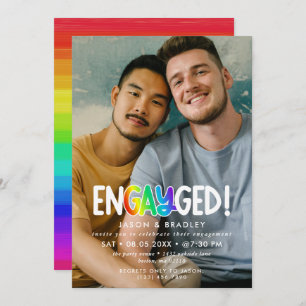 Rainbow Engayed Big Foto Gay Engagement Party Einladung