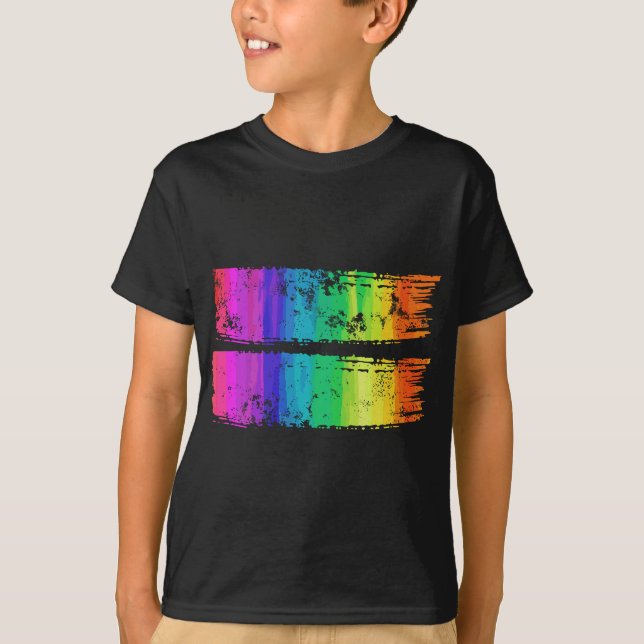 Rainbow Equality Brush Stroke Equal Sign Pride Gay T-Shirt (Vorderseite)