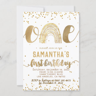 Rainbow Erster Geburtstag Einladung