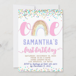 Rainbow Erster Geburtstag Einladung
