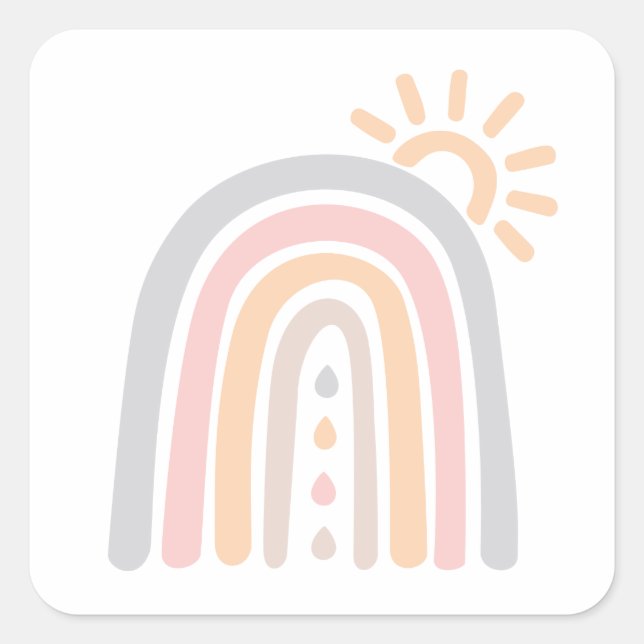 Rainbow Essential Oil Drops Quadratischer Aufkleber (Vorderseite)