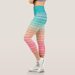 Rainbow Ethnic Pattern Capri Leggings