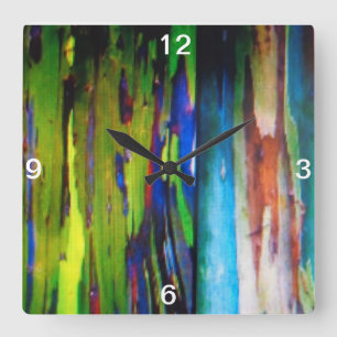 Rainbow eucalyptus Wall Clock Quadratische Wanduhr