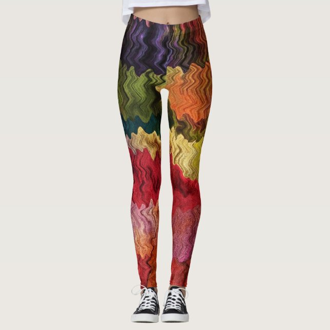 Rainbow Fabric Abstrakt Pattern Leggings (Vorderseite)