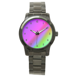 Rainbow Face mit schwarzen Zahlen Armbanduhr