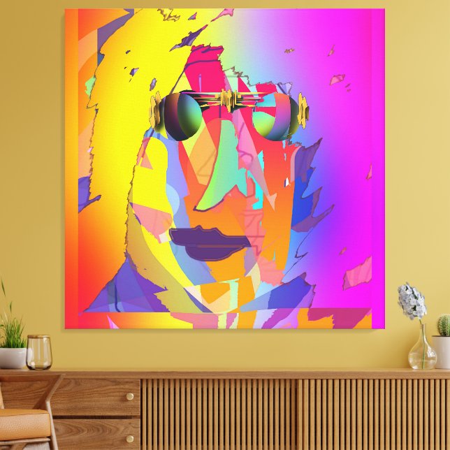 Rainbow Face Wearing Rainbow Glasses Leinwanddruck (Insitu (Wohnzimmer))