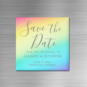 Rainbow Fade fröhliche LGBTQ Save the Date Magnet