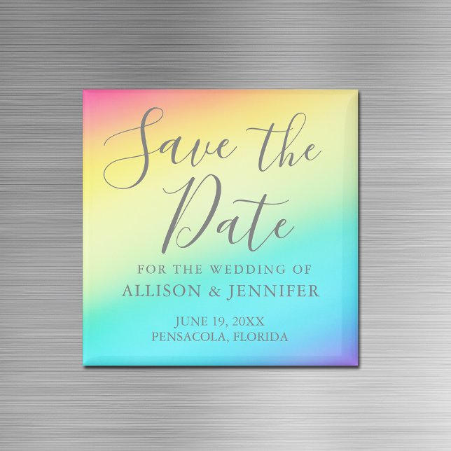 Rainbow Fade fröhliche LGBTQ Save the Date Magnet (Von Creator hochgeladen)