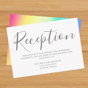 Rainbow Fade Simple Chic Typografy Empfang Begleitkarte