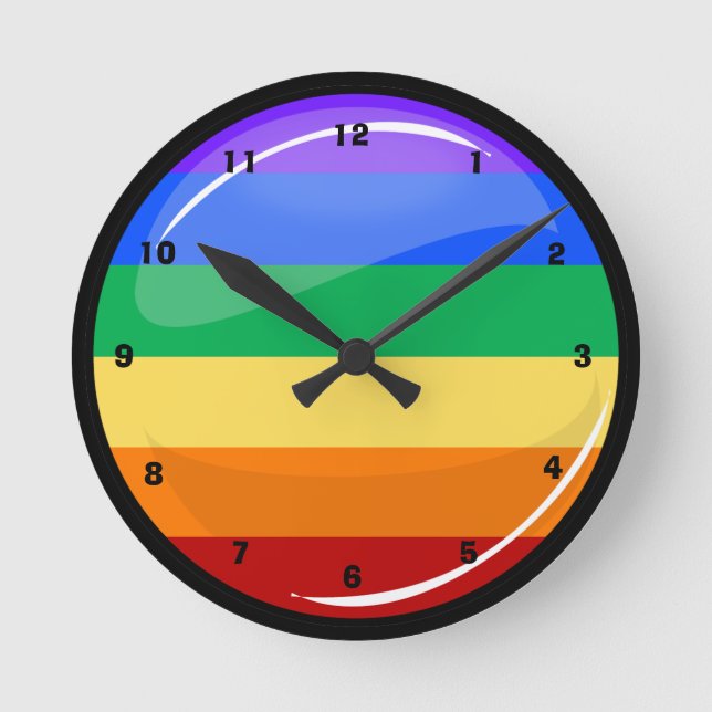 Rainbow-Fahne Runde Wanduhr (Vorderseite)