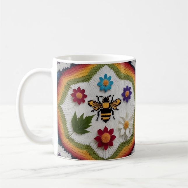Rainbow Fair Isle Knit Pattern Cozy Coffee Mug Kaffeetasse (Links)