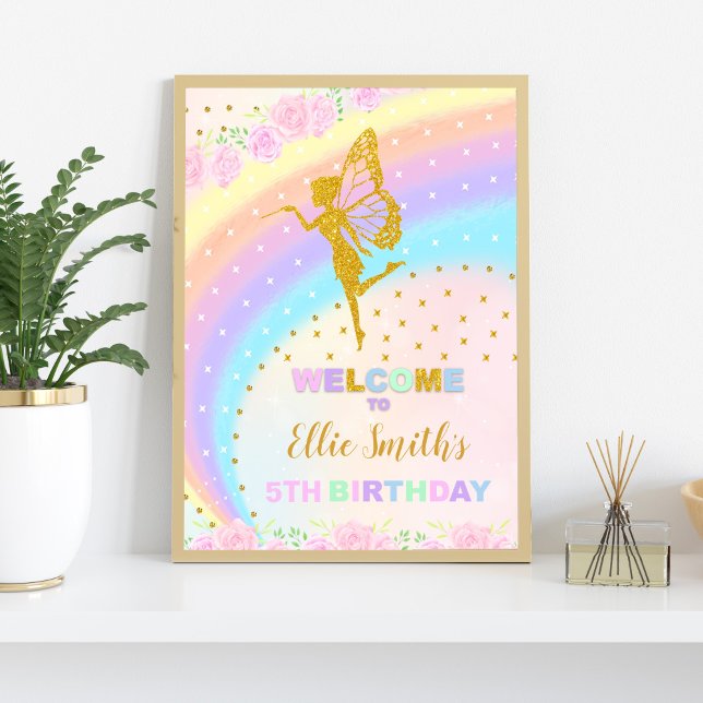 Rainbow Fairy Birthday Begrüßungszeichen Poster (Rainbow Fairy Birthday Welcome Signs)