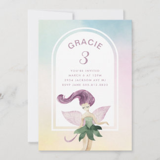 Rainbow Fairy Boho Arch Birthday Party Girl Einladung
