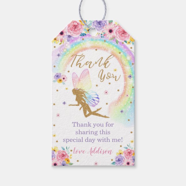 Rainbow Fairy Favor Tags Geschenkanhänger (Vorderseite)