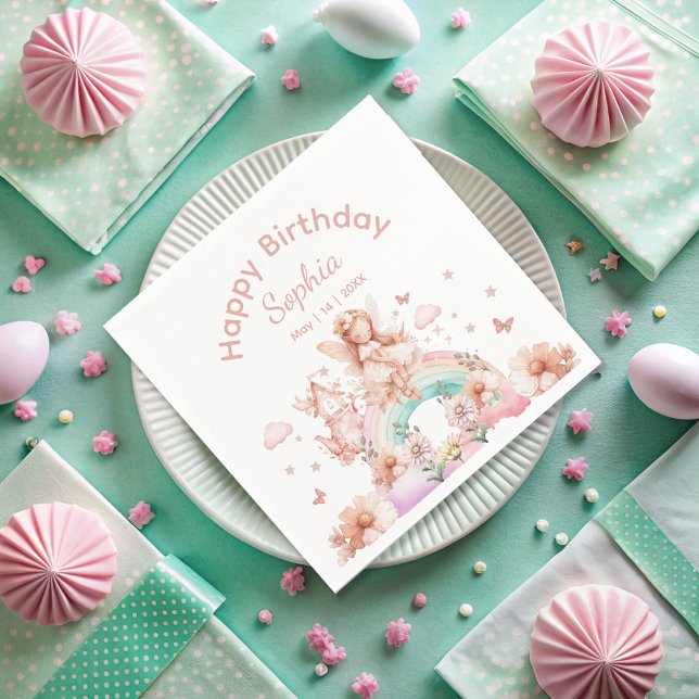 Rainbow Fairy Girl Magic Teapot Geburtstag Serviette (Von Creator hochgeladen)