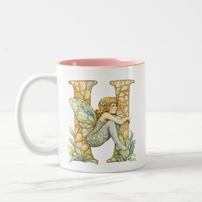 Rainbow Fairy Initial 'H' Zweifarbige Tasse (Links)