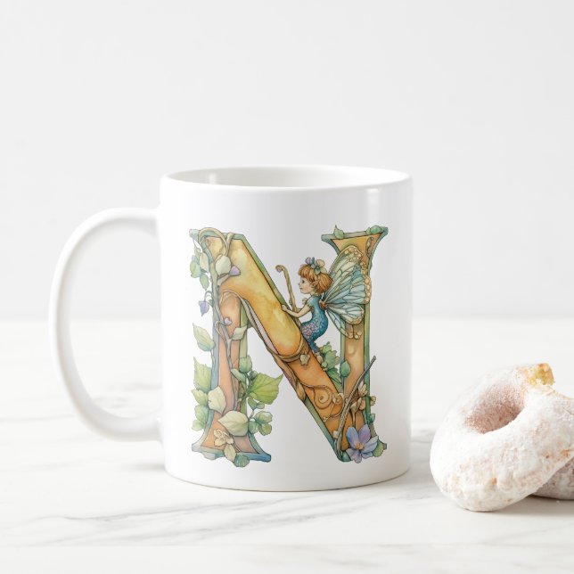 Rainbow Fairy Initial 'N' Kaffeetasse (Mit Donut)