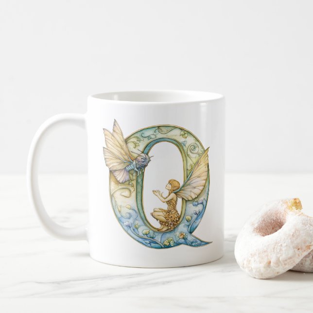 Rainbow Fairy Initial 'Q' Kaffeetasse (Mit Donut)