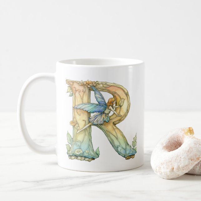 Rainbow Fairy Initial "R" Kaffeetasse (Mit Donut)