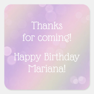 Rainbow Fairy Lights Girl Geburtstagsparty Quadratischer Aufkleber