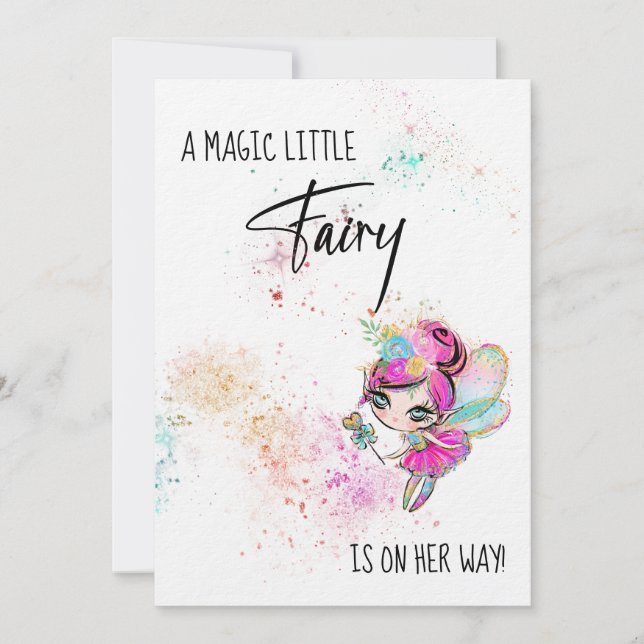 *~* Rainbow Fairy Magic Baby Shower Einladung (Vorderseite)
