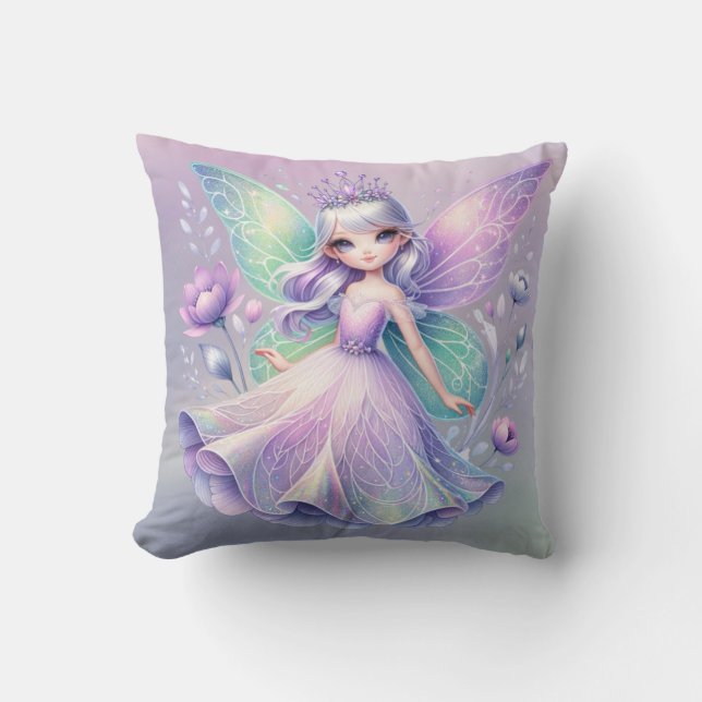 Rainbow Fairy Princess mit Peony Floral Girl's Kissen (Vorderseite)