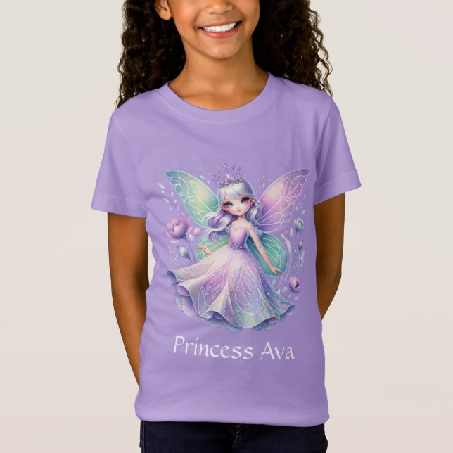 Rainbow Fairy Princess mit Peony Floral Girl's T-Shirt (Vorderseite)