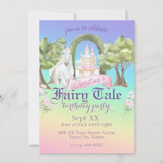Rainbow Fairy Tale Burg Wilhelm Tell Einladung (Vorderseite)