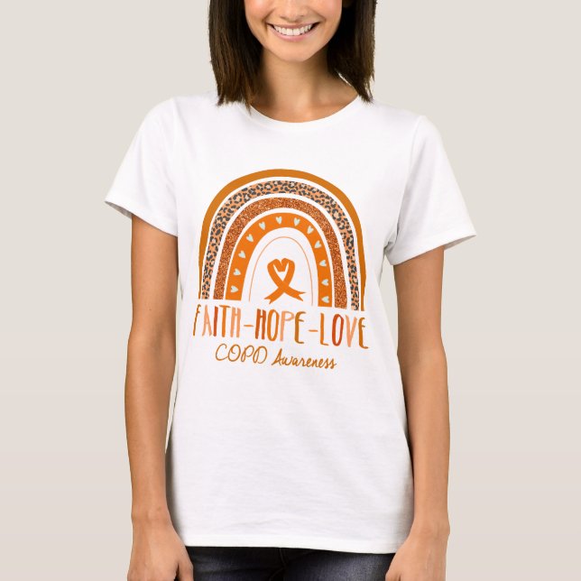 Rainbow Faith Hope Liebe COPD Bewusstsein T-Shirt (Vorderseite)