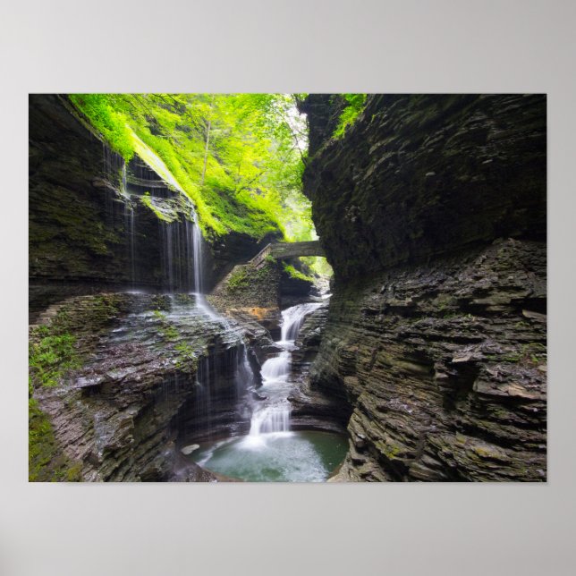 Rainbow Falls & cascade, Watkins Glen, New York Poster (Vorne)