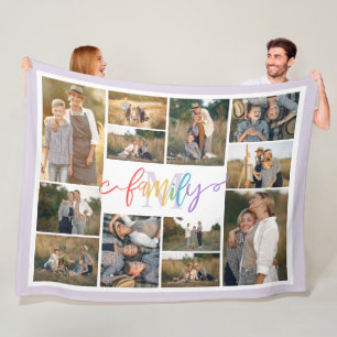 Rainbow Family Mit Monogramm Fotomaterial Fleecedecke