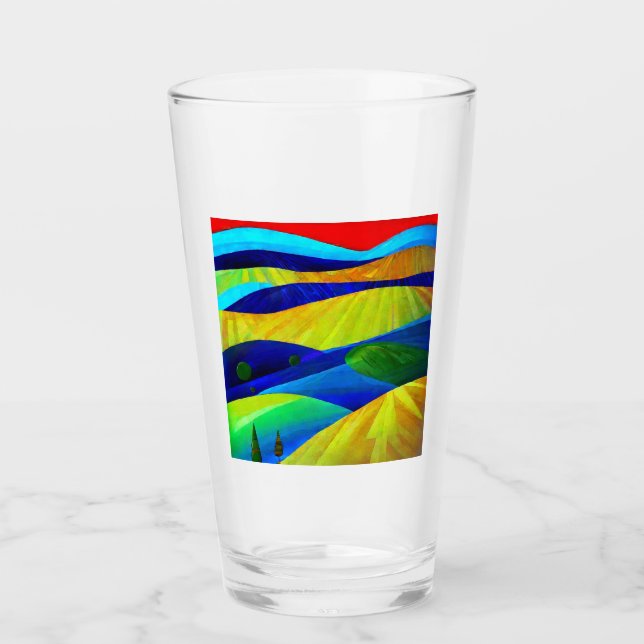Rainbow Fantasy Hills Landschaft Glas (Vorderseite)