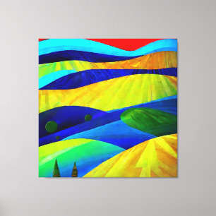 Rainbow Fantasy Hills Landschaft Leinwanddruck