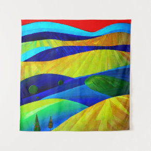 Rainbow Fantasy Hills Landschaft Wandteppich