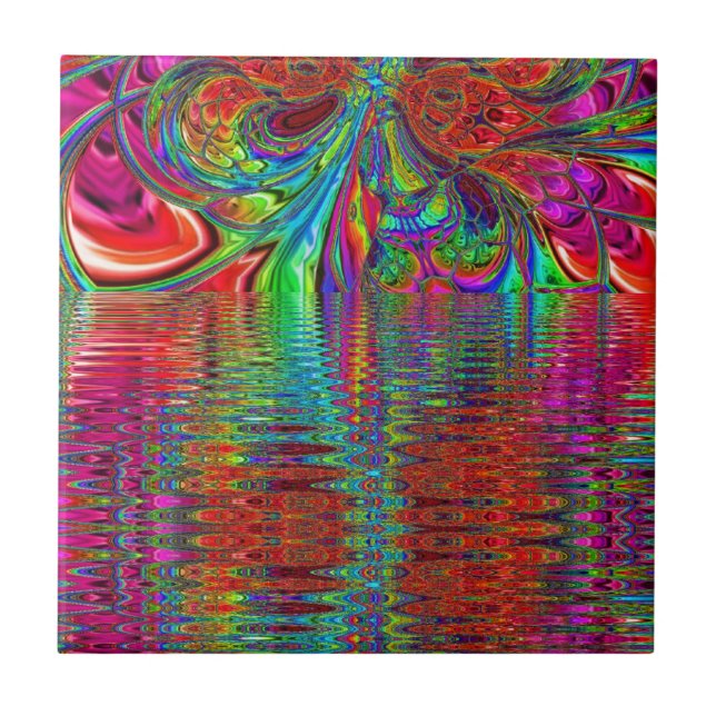 Rainbow Fantasy Mosaik Landschaft Gestalttes Glas Fliese (Vorderseite)