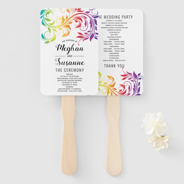 Rainbow-Farb-Blätter lesbische Programmhandfa Fächer (Vorne und Hinten)