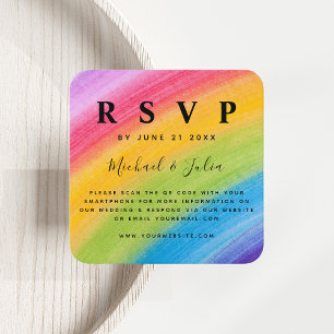 Rainbow-Farb-QR-Code-Hochzeit RSVP Begleitkarte