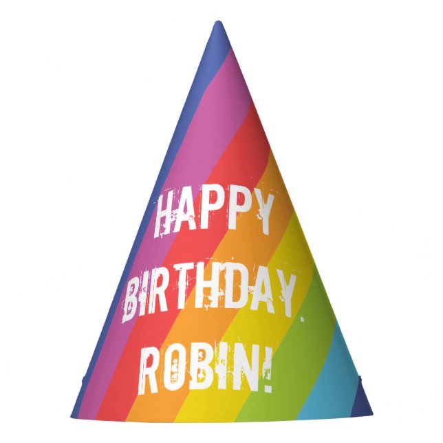 Rainbow-Farb-Streifen Papier-Party Partyhütchen (Vorderseite)