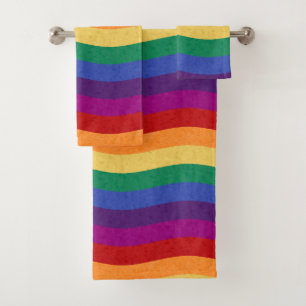 Rainbow-Farb-Wavy-Linien Badhandtuch Set