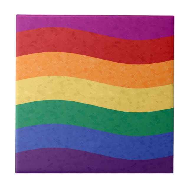 Rainbow-Farb-Wavy-Linien Fliese (Vorderseite)