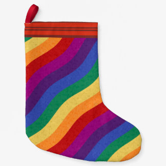 Rainbow-Farb-Wavy-Linien Kleiner Weihnachtsstrumpf
