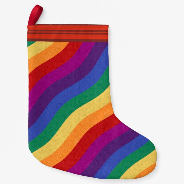 Rainbow-Farb-Wavy-Linien Kleiner Weihnachtsstrumpf (Vorderseite)