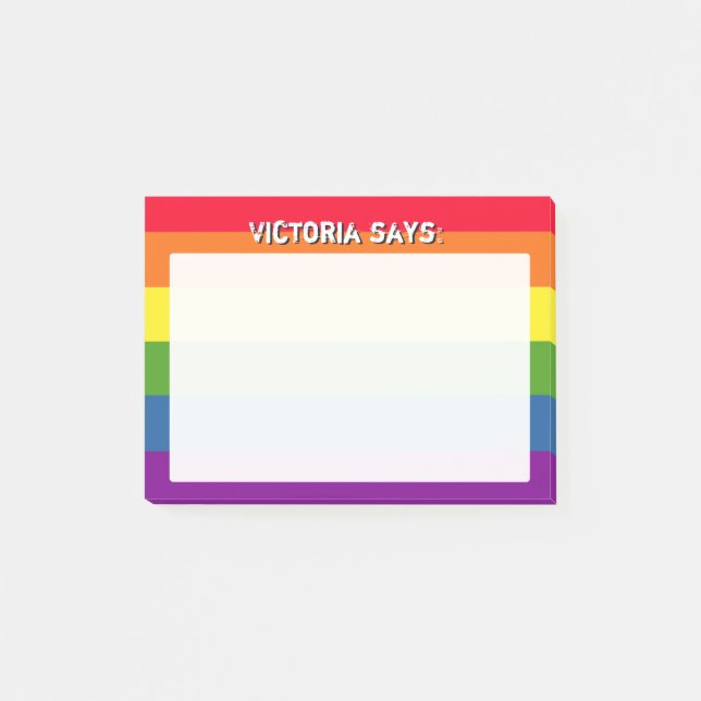 Rainbow-Farben mit benutzerdefiniertem Text Post-it Klebezettel (Vorderseite)