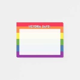 Rainbow-Farben mit benutzerdefiniertem Text Post-it Klebezettel