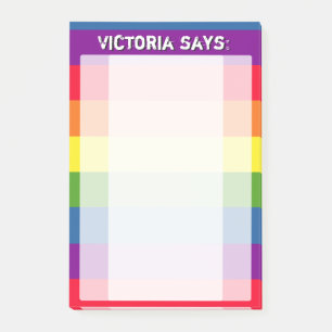 Rainbow-Farben mit benutzerdefiniertem Text Post-it Klebezettel