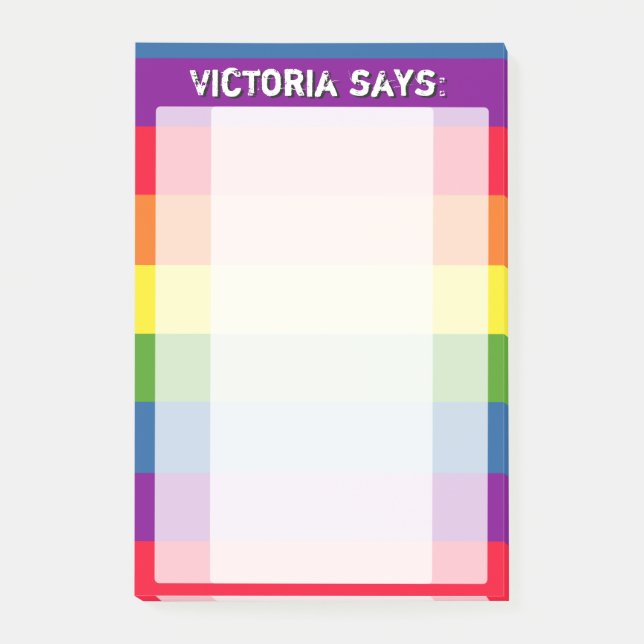Rainbow-Farben mit benutzerdefiniertem Text Post-it Klebezettel (Vorderseite)