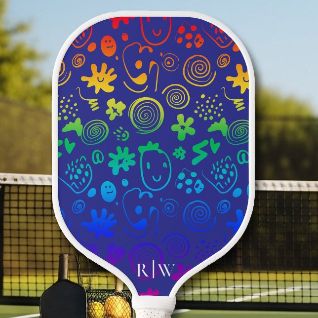 Rainbow-Farben, quadratisch geformt, Lila Hintergr Pickleball Schläger (Von Creator hochgeladen)