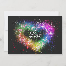 Rainbow-Farben sprühen Farbe Glitzer-Herz Einladung